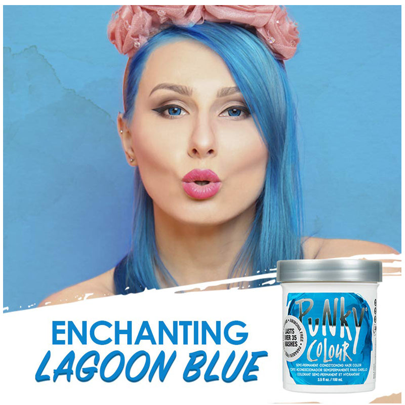 PUNKY COLOUR - Semi-Permanent Conditioning Hair Color Lagoon Blue 3.5 fl oz Made in USA