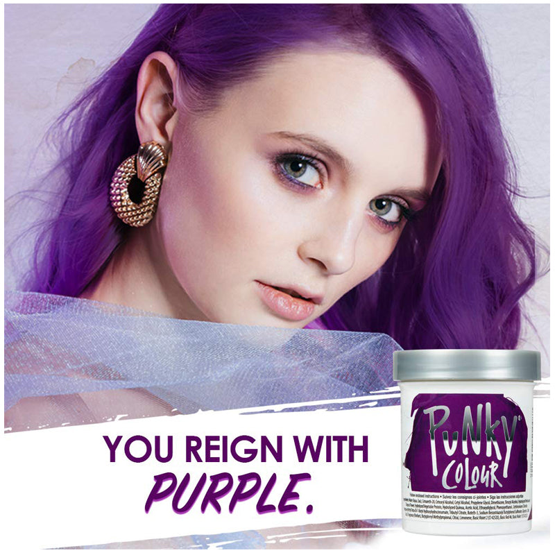 PUNKY COLOUR - Semi-Permanent Conditioning Hair Color Purple 3.5. fl oz Made in USA