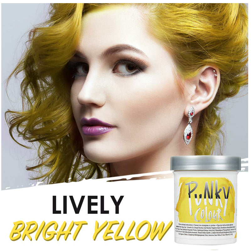 PUNKY COLOUR - Semi-Permanent Conditioning Hair Color Bright Yellow 3.5 fl oz Made in USA