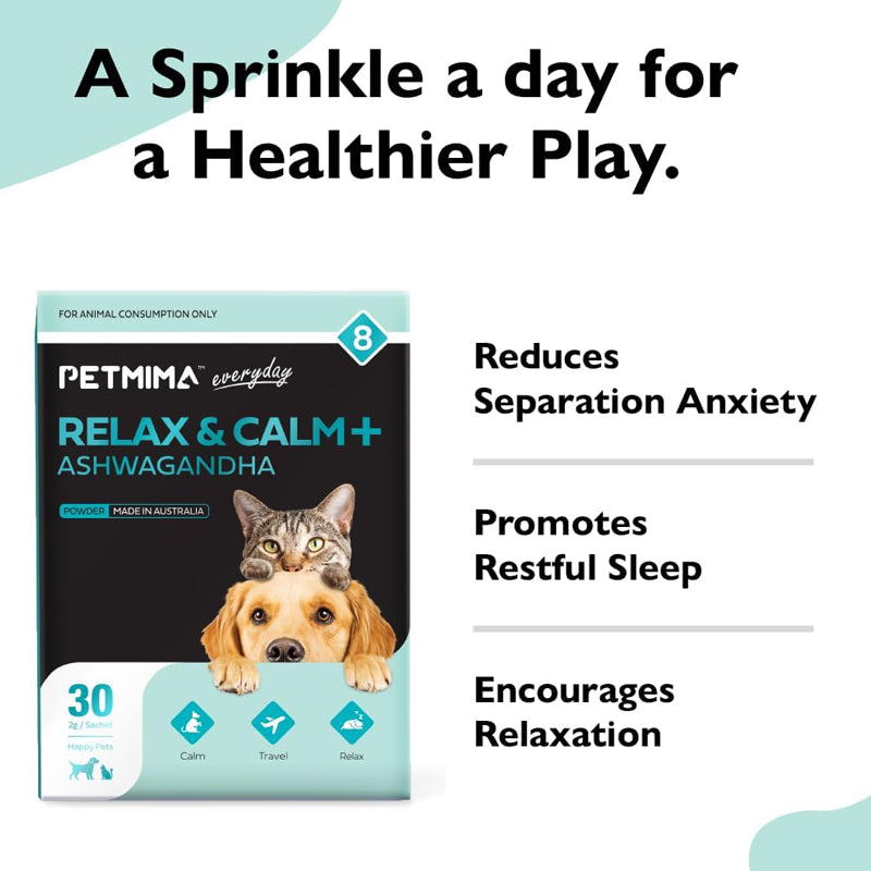Petmima Stress & Anxiety Relax and Calming Ashwagandha Supplement for Dogs & Cats All Breeds & Sizes