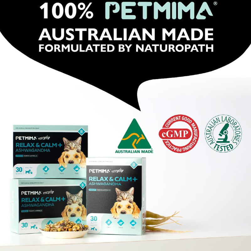 Petmima Stress & Anxiety Relax and Calming Ashwagandha Supplement for Dogs & Cats All Breeds & Sizes